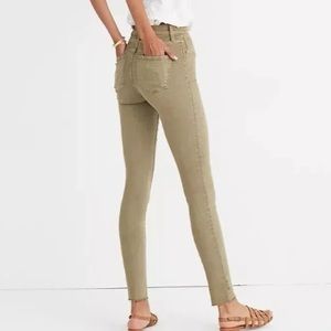Madewell 9” High-Rise Skinny Jeans Raw Hem Garment-Dyed Edition Olive Style 30